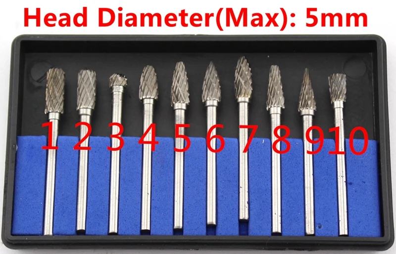 10 шт. 3x4 5 6 мм Головка Вольфрамовая сталь твердый Твердосплавный бор роторный заусенец набор Dbl конец реза хвостовик диаметр 1/" для Dremel аксессуары