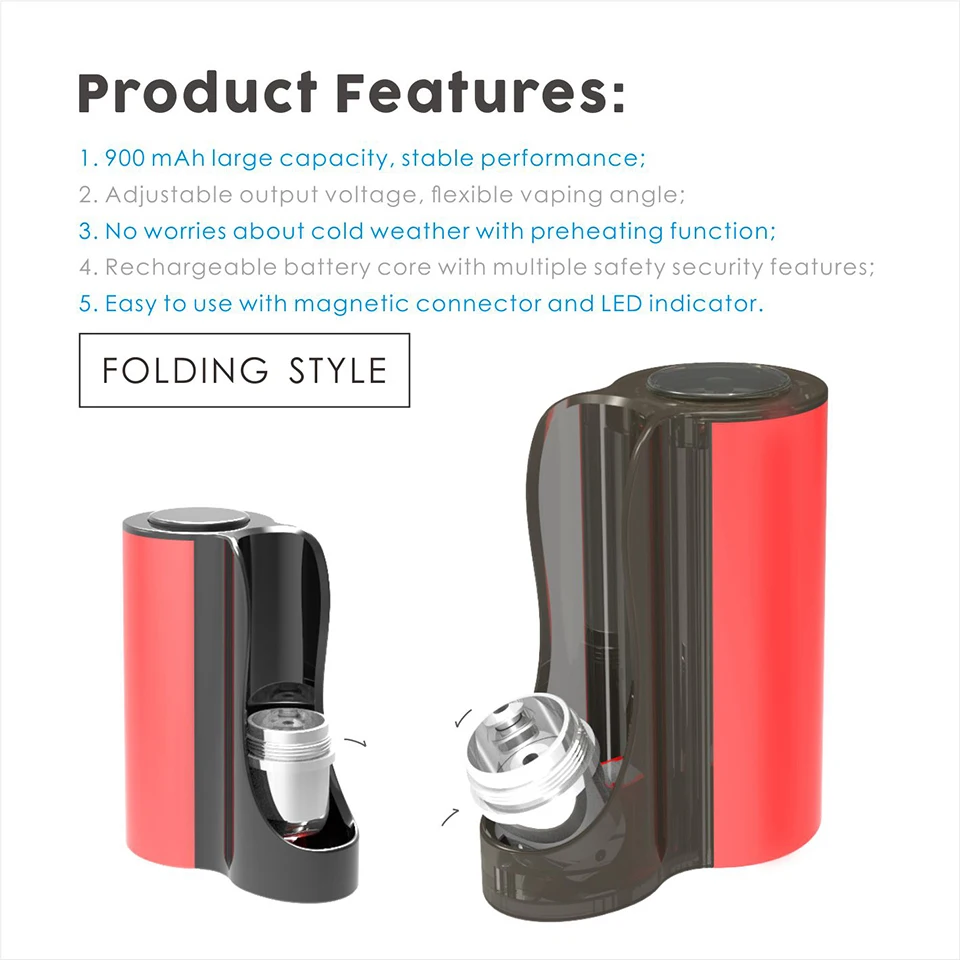 Original Vapmod Pipe 710 Mod Starter Kit 900mAh Built in Battery with 0.5ml Ceramic Coil Cartridge Tank Vaporizer Vape e cig Kit (4)
