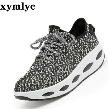 

2020explosion models female mesh breathable casual sneakers thick bottom solid color round head nonslip comfortable flat shoes