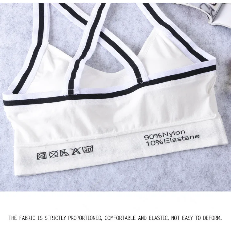 Summer Sports Casual Beauty Wrapped Chest Without Steel Ring Letter Bra Comfortable Breathable Fitness Underwear with Removable