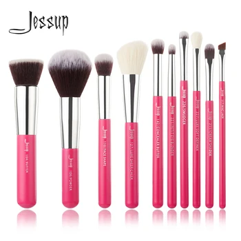 

Jessup set Rose-carmin/Silver Professional Makeup Brushes Sets Make up Brush Tools kit Foundation Powder Buffer Cheek Shader