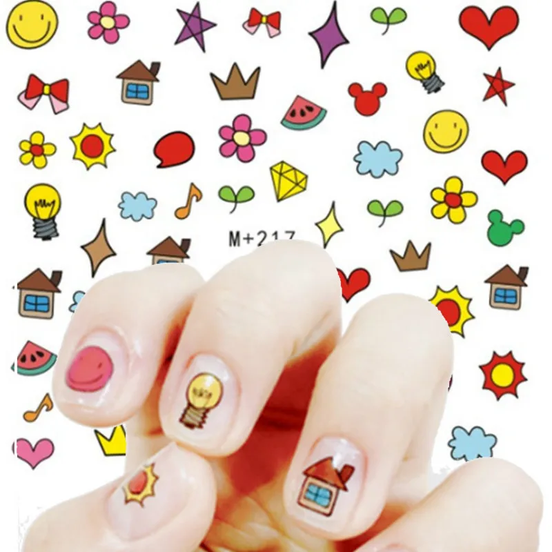 

kawaii 20 Color Cute Cartoon Water Transfer Nails Art Sticker Harajuku Rainbow Nail Wraps Sticker Watermark Fingernails Decals