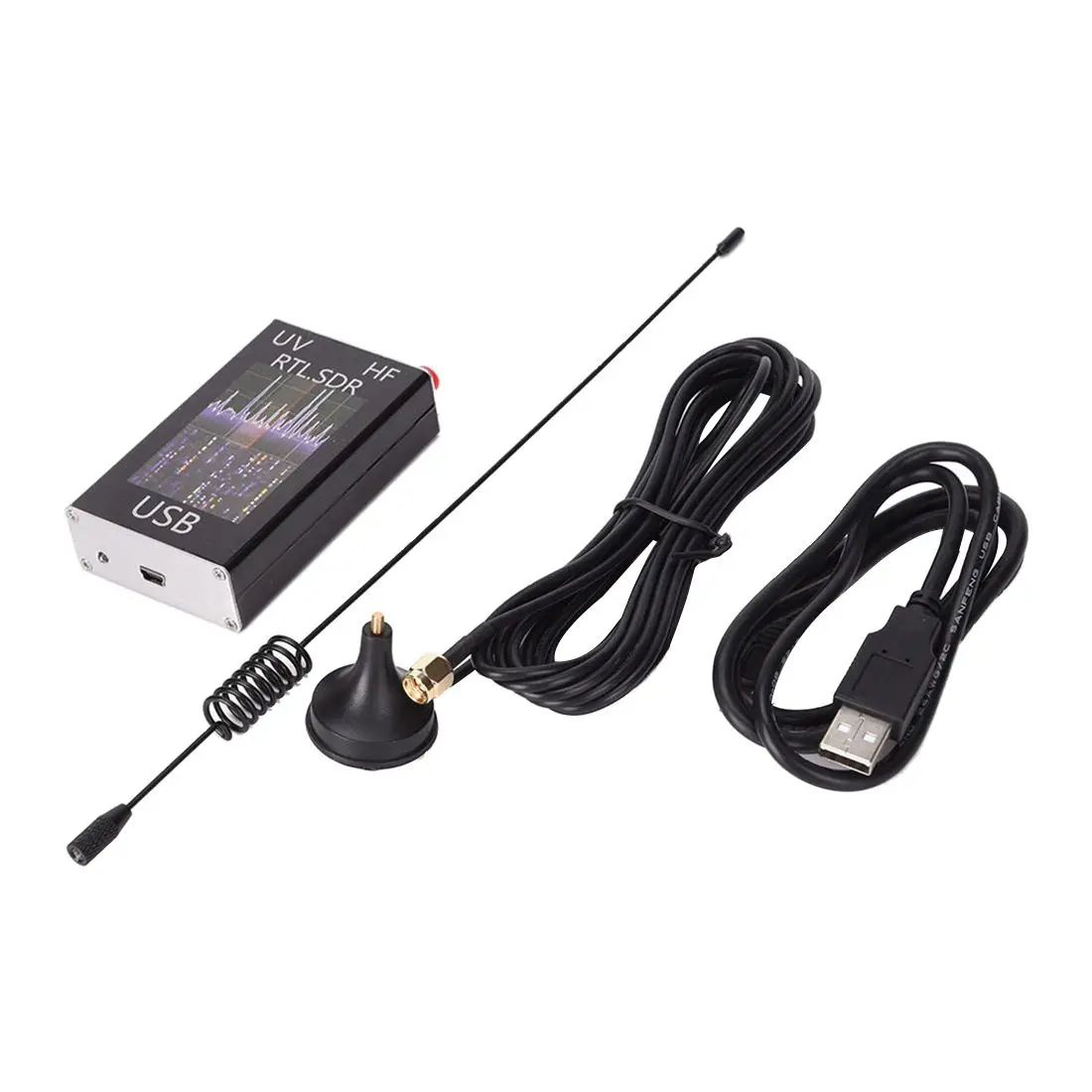 

100KHz-1.7GHz UV HF RTL-SDR USB Tuner Receiver + U/V antenna DIY KITS +manual