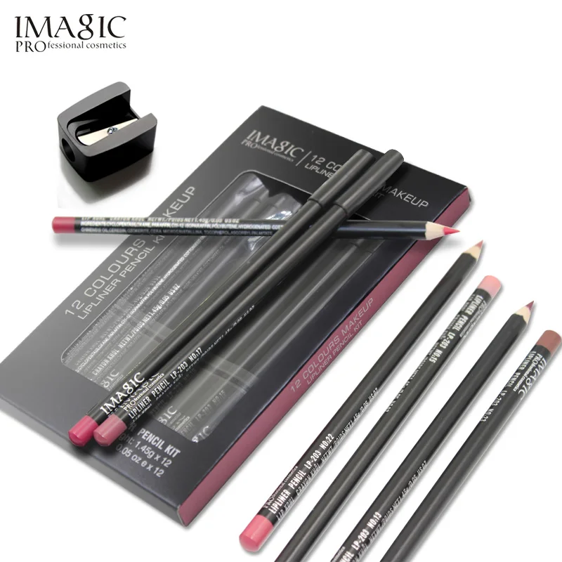IMAGIC Lipliner 12pcs/Set Colorful Lip Liner Pencil Waterproof Long