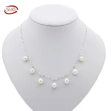 Snh 7-8mm aaa gota geniune necklacereal de perlas de agua dulce collar de perlas con broche de plata de china