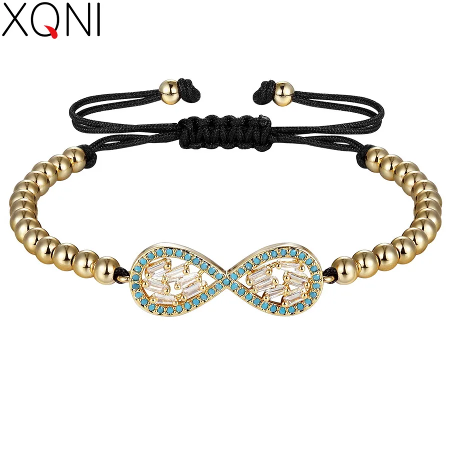 

XQNI "8" Infinity Symbol Pattern Cubic Zircon Adjustable Bracelet Beautiful Design For Girl Birthday Present Blessing Jewelry