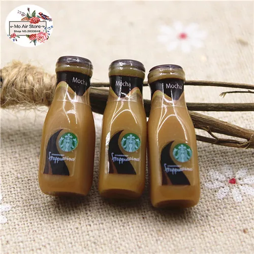 10pcs resin 3D cute Coffee Frappuccino bottle Cabochon imitation food drink Art Supply Decoration Charm DIY Craft - Цвет: dark brown 10pcs