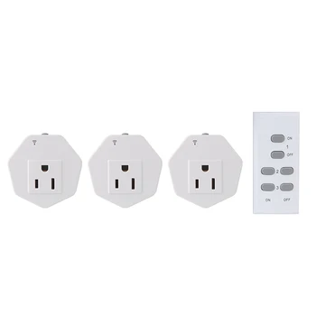 

Wireless Remote Socket Set Smart Electrical Outlet Light Socket US standard （3 Electrical Outlets + 1 Remote）
