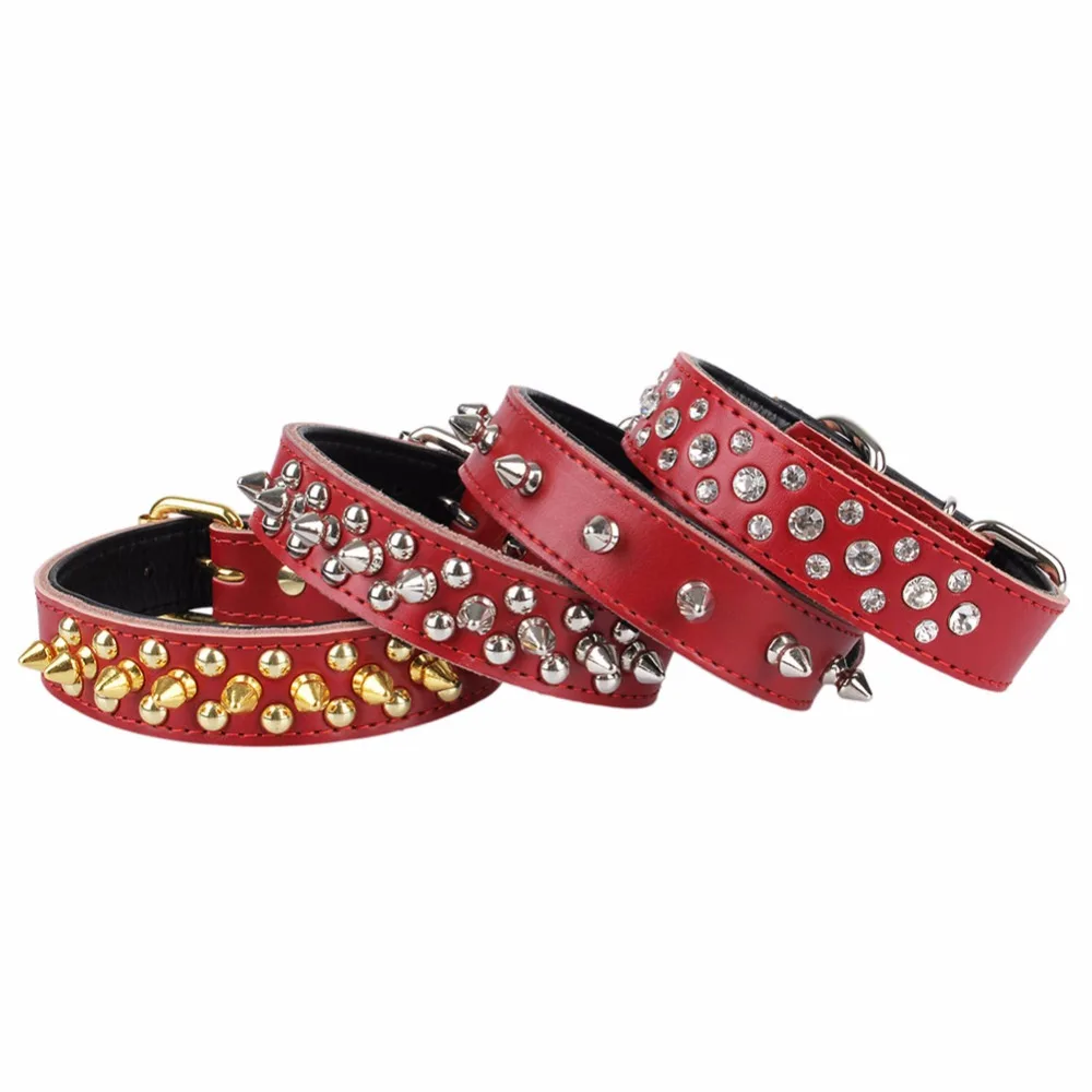 Traumdeutung Red Large Dogs Collars Spiked Rhinestone Animals Product
