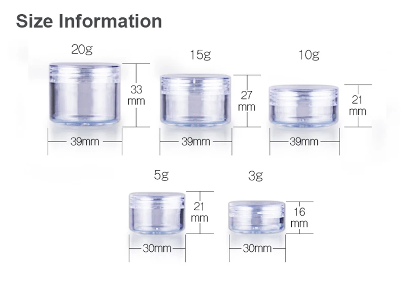 30 шт. упаковка, косметический контейнер, банка для крема, пластиковая коробка для образцов, пустые Прозрачные тени с вогнутыми крышками, 3 г, 5 г, 10 г, 15 г, 20 г
