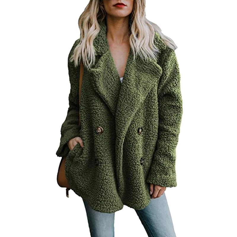 FLULU Winter Women Faux Fur Coat 2018 Casual Solid Warm Long Sleeve Faux Fur Jacket Coat Female Vintage Outwear casaco feminino