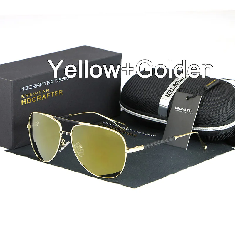 Хит, очки для вождения, аксессуары для глаз, солнцезащитные очки, модные мужские, UV400, поляризационные мужские солнцезащитные очки с чехлом - Цвет линз: Yellow Golden