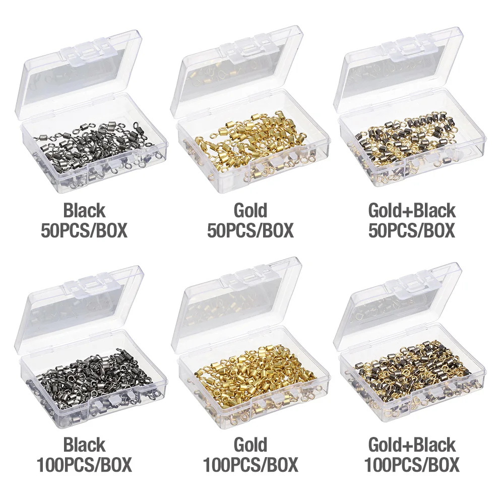 DONQL 102050pcs Bearing Swivel Solid Rings Fishing Connector 6#-12# Barrel Rolling For Fishhook Lure Link Fishing Accessories  (1)