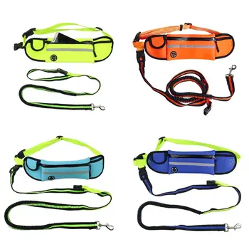 

Unisex Hands Free Elastic Dog Leash Adjustable Padded Waist Reflective Running Jogging Walking Pet Lead Belt With Pouch Bum Bag