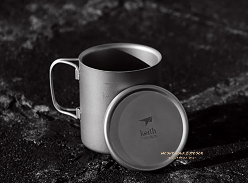 Copos de Água Titânio ao ar Keith Livre Acampamento Caminhadas Utensílios Viagem Caneca Dobrável Alça Ultraleve Talheres 450 500 650 900ml 10 livre acampamento caminhadas utensílios viagem caneca dobrável