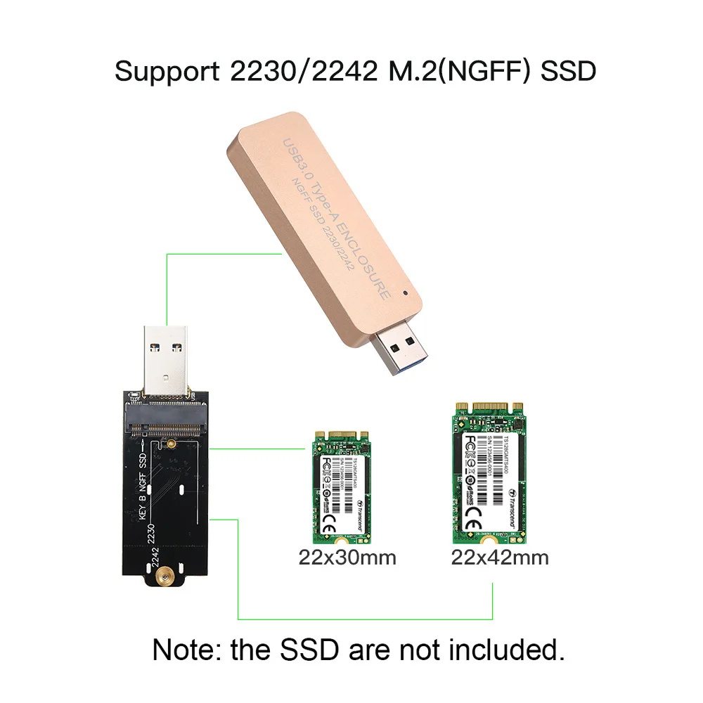 Универсальный NGFF/M.2 SSD для USB 3,0 type-A портативный жесткий диск выдвижной Золотой Серебряный внешний корпус чехол для 2230/2242