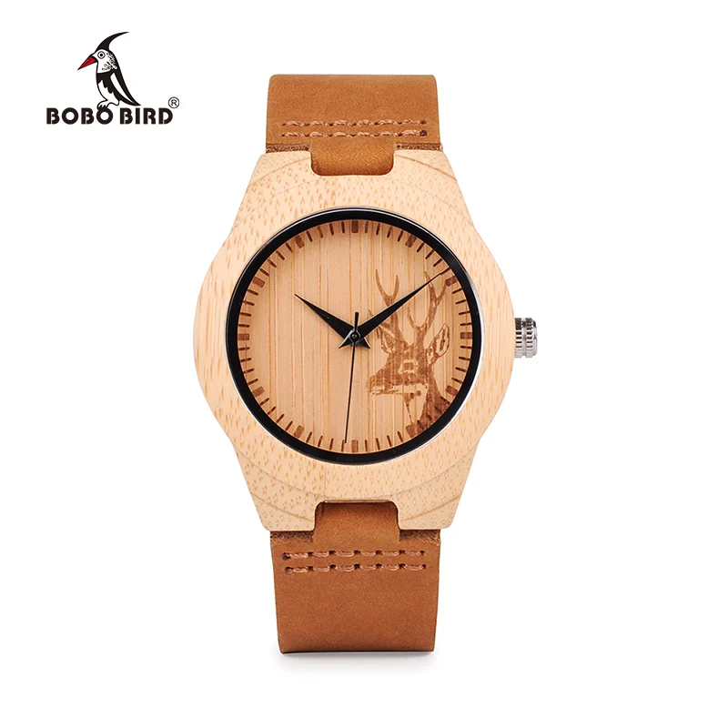 BOBO BIRD бамбуковые деревянные часы для мужчин и женщин люксовый бренд кожаный ремешок деревянные наручные часы принимаем логотип Прямая поставка W-F29