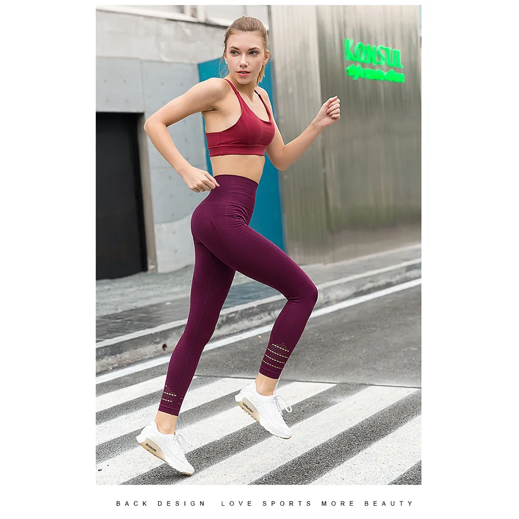 

Women's Yoga Leggings Fitness Sports Exercise Running Jogging Pants High Waist Running Tights Athletic Stretch Training Pants