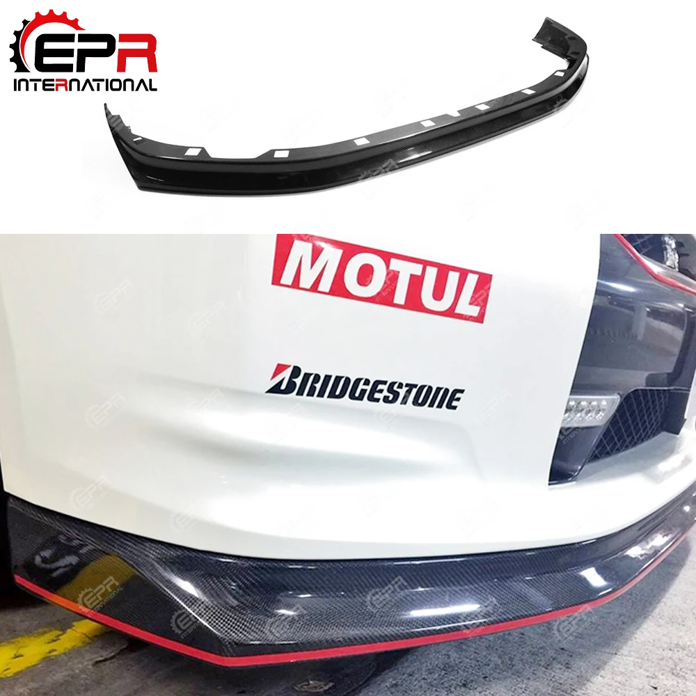 Для Nissan R35 GTR 2008 2012 Zele стиль углеродное волокно передняя губа отделка глянцевый