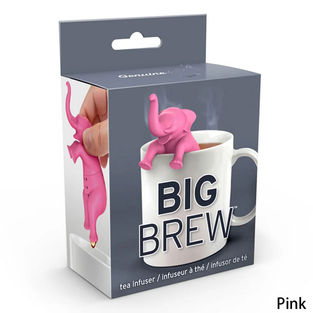 1 шт. симпатичный, в форме слона чайный пакетик фильтр для чая для повторного использования кофе травы чайная ложка-фильтр чайное устройство розовый