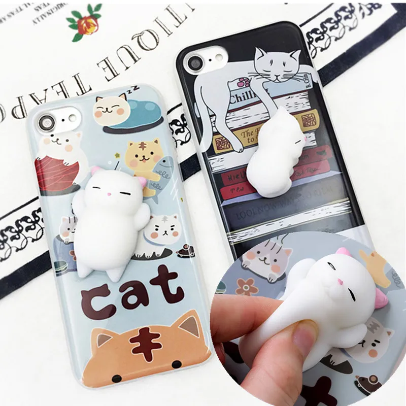 squishy phone case for iPhone 5s 8 6S plus 3D Cute Soft Silicone Panda Pappy Squishy Cat for ...