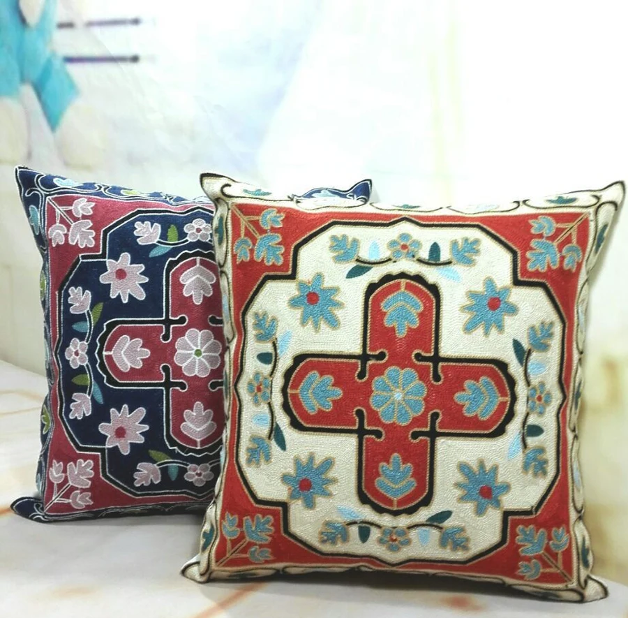 

Palace Symmetry Patterns Full Embroidery Cushion Cover Flower Three-Dimensional Throw Pillow Cases 45X45cm Bedroom Decoration
