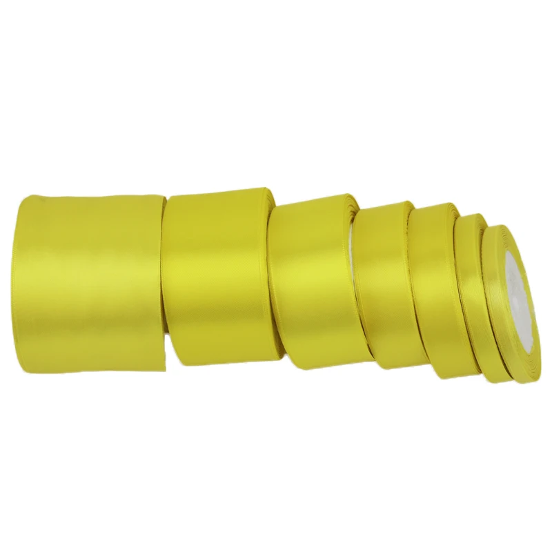 

(25 yards/roll) Yellow Single Face Satin Ribbon Wholesale Gift Wrapping Christmas ribbons