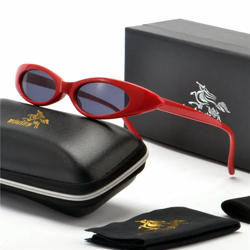 Винтаж Солнцезащитные очки Cat Для женщин Брендовая дизайнерская обувь маленький каркас прямоугольные солнцезащитные очки ретро узкие очки оттенки FML - Цвет линз: red