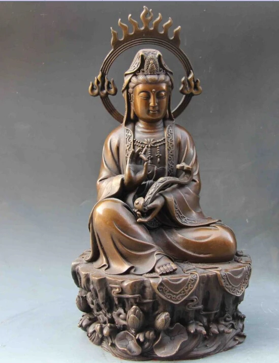 

Buddhism Bronze Copper Bronze lotus flower RuYi Guan Yin Kwan-yin Boddhisattva