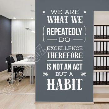 

WXDUUZ Quote Vinyl Wall Sticker We are What we Repeatedly Do, Excellence Therefore is not an Act but a Habit Home Decor B294