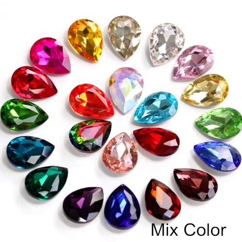 4 размера, каплевидный кристалл, AB стекло, стразы, заостренный задник, стразы, красный, необычный камень, Круглый, нужен клей для свадебного платья B1242 - Цвет: Mix Color