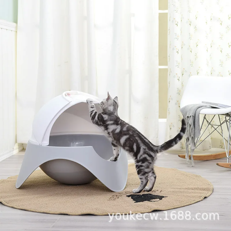 Plastic Cat Enclosed Litter Box Toilet Close Pet Kitten ...