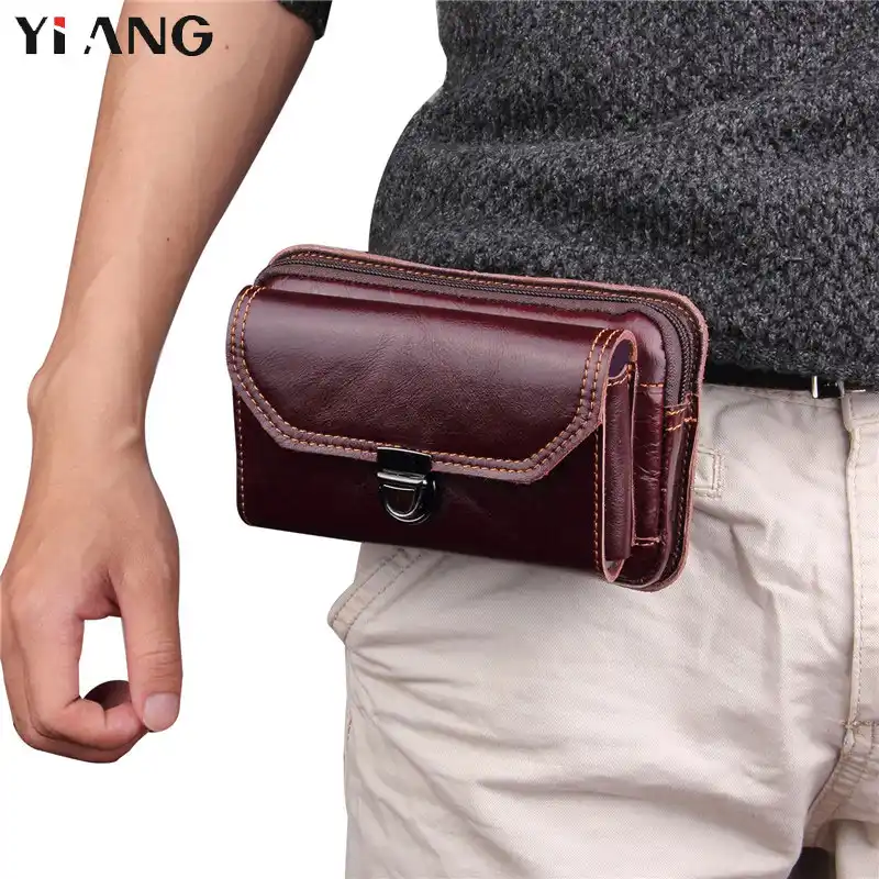 Vintage Leather Men/'s Waist Bag Retro Pouch Travel Sports Belt Bum bag Chest Bag