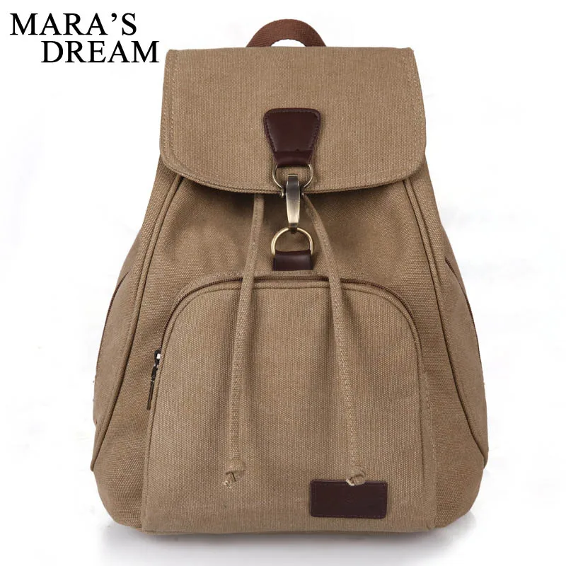 

Mara's Dream 2019 New Solid Color Retro Tide Girls Draw Buckle Buckle Outdoor Canvas Backpack Bag Fashion Backpack