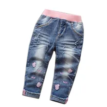 Детская одежда джинсы для девочек, весенние джинсы для маленьких девочек детские штаны с Минни для девочек эксклюзивные детские брюки осень