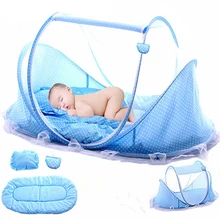 Детская Колыбелька, складная кровать для путешествий, Детские москитные сетки, Матрас Подушка, 3 предмета, костюм для детей 0-3 лет