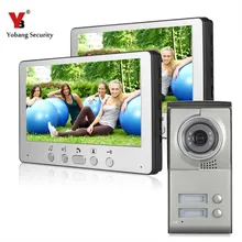 Yobang Security Free Ship 7Inch Cheap Multi Apartments Video Door Phone Villa Doorphone Door Intercom 1 Camera and 2 Monitors