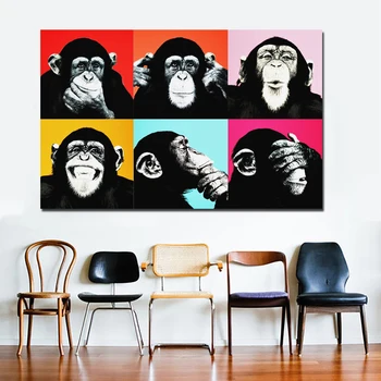 

SELFLESSLY Andy Warhol Colorful Monkey Animal Poster Print Canvas Paintings For Living Room Wall Art Cuadros Pictures Unframed