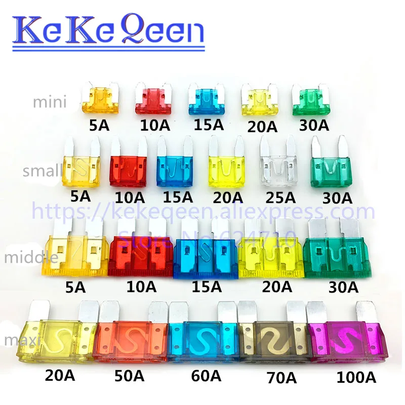 Inser Auto Car Fuse 1A 2A 3A 5A 7.5A 10A 15A 20A 25A 30A 35A 40A 50A 60A 70A 80A 90A 100A 120A ZINC Pins Mini Small Medium Max car fuse kit,car fuses