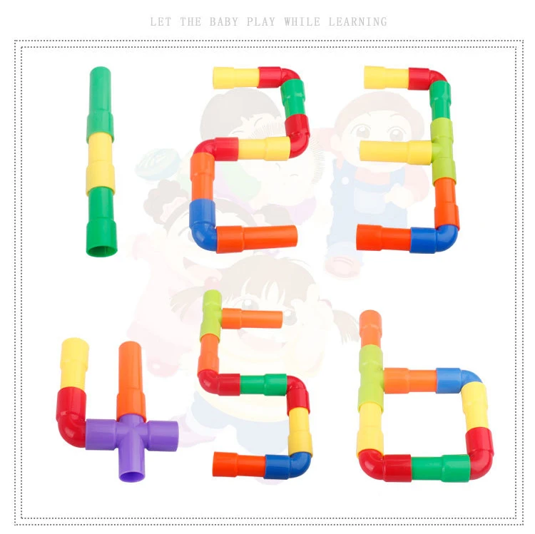 Пластиковые трубы мозаика строительный блок игрушки Детский сад головоломка игрушки DIY Красочные когнитивные цифры анаималы мраморные пробежки