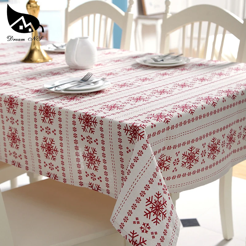 

Dream NS Home Tablecloth Cotton Canvas Home Decorative Christmas Snow Tablecloth Dining Table Cover For Home Tablecloth