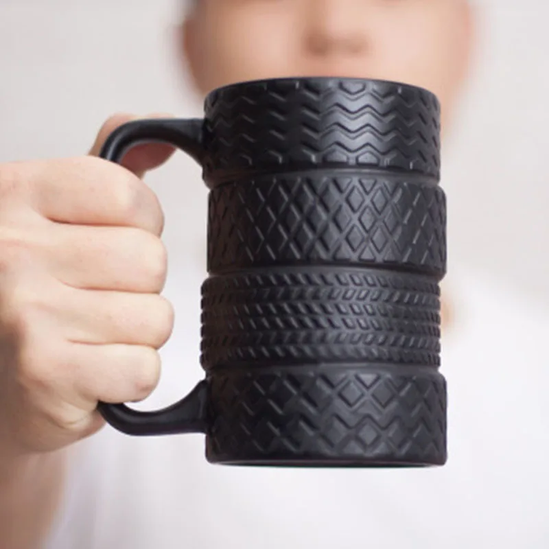 

2019 New 400mL Funny Tire Coffee Mugs Ceramic Tea Cups and Mugs Cool Office Home Large Capacity Drinkware Best Gifts for Friends