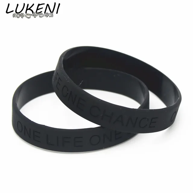 Lukeni 1pc Fashion Black Silicone Wristband Bracelet One Life Lukeni 1pc Fashion Black Silicone Wristband Bracelet One Life Chance Printed Bangles Rubber Men