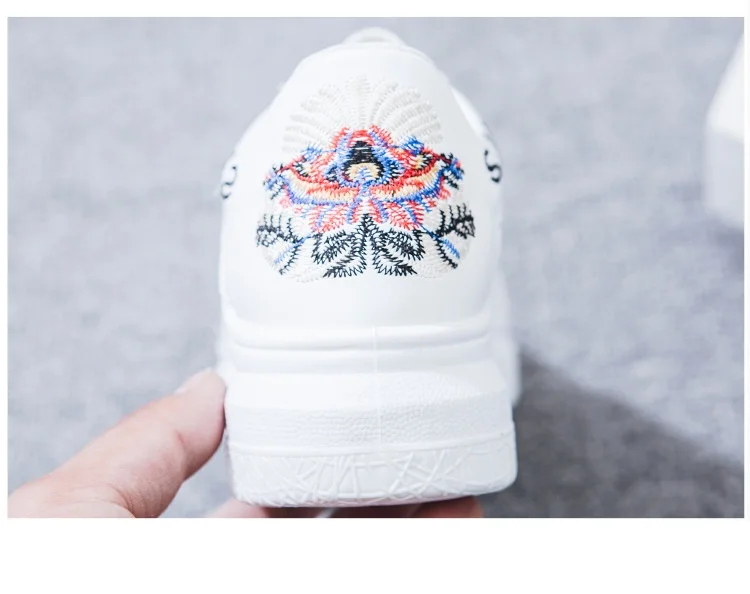 Embroidery Increase Women's Walking Shoes Mesh Breathable White Solid Color Lace Up Platform Flats Shoes Sport Sneaker Famale (5)