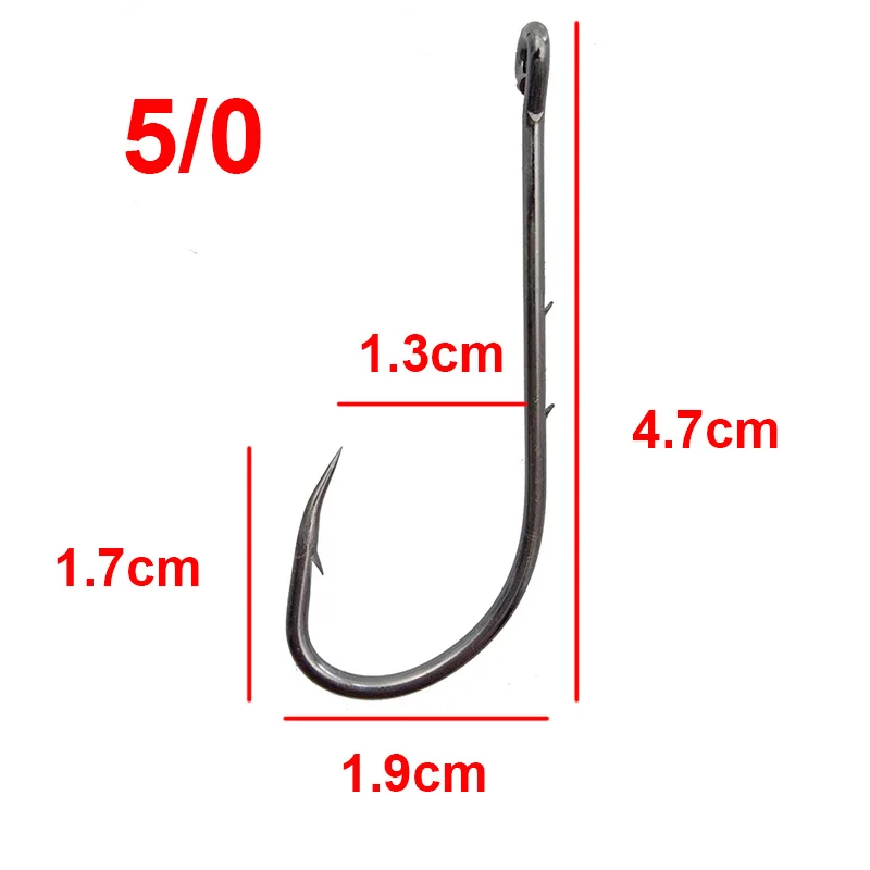 180pcs 92247 High Carbon Steel Fishing Hooks Black Offset Long Barbed Shank Baitholder Bait Hook Size 1 1/0 2/0 3/0 4/0 5/0 6/0 - Цвет: 5 0