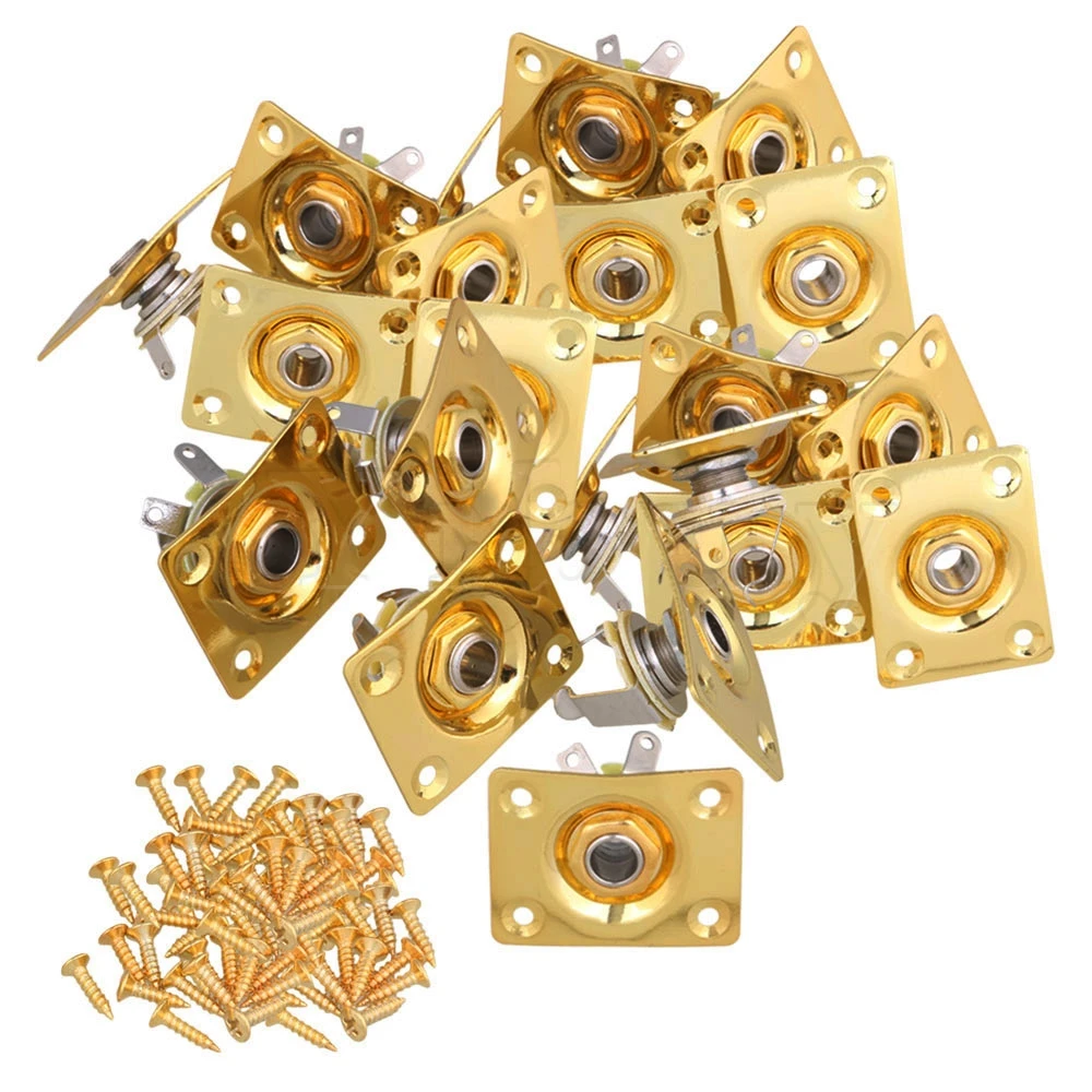 

Yibuy Gold Square Guitar Jack Plate & Socket for Electric Guitar Set of 50