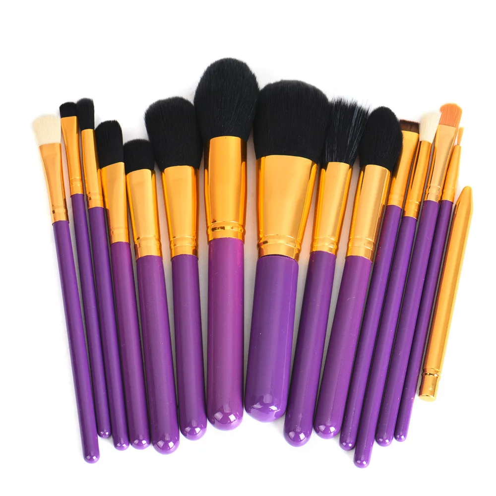 15Pcs Pro Makeup Brushes Set Powder Foundation Eyeshadow Eyeliner Lip Brush Tool maquiagem profissional completa космети