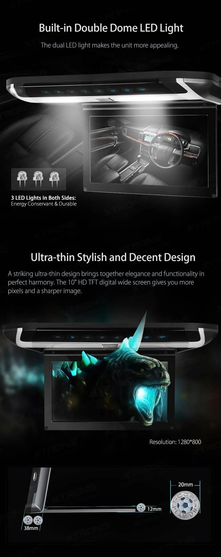 Best Xtrons 10.1" HD Digital TFT Car Roof Monitor DVD car roof flip down monitor SD/ USB/thin stylish design with 2pcs IR headphones 3 Best Xtrons 10.1" HD Digital TFT Car Roof Monitor DVD car roof flip down monitor SD/ USB/thin stylish design with 2pcs IR headphones 3