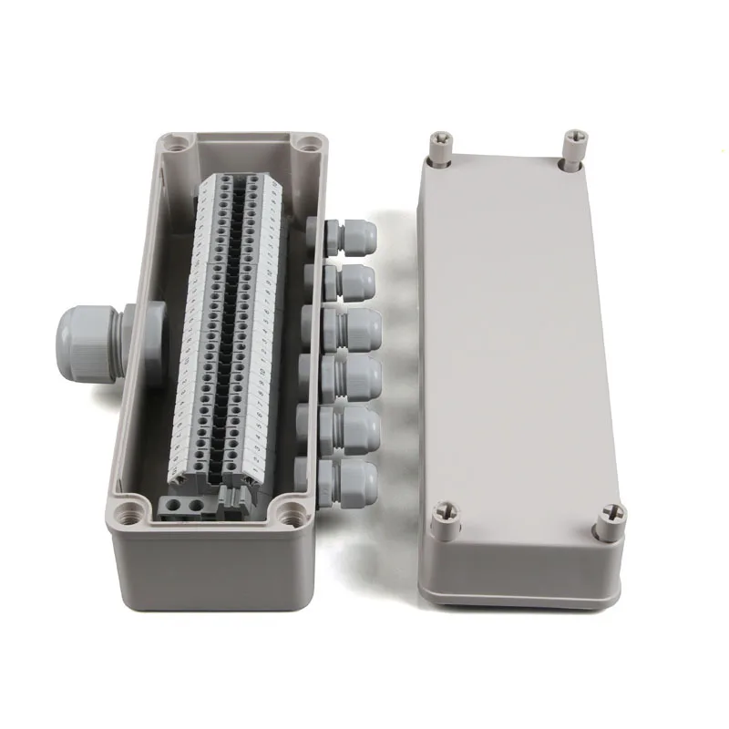 

IP65 Waterproof Cable Junction Box 80*250*85mm with UK2.5B Din Rail Terminal Blocks Set 7 Ways