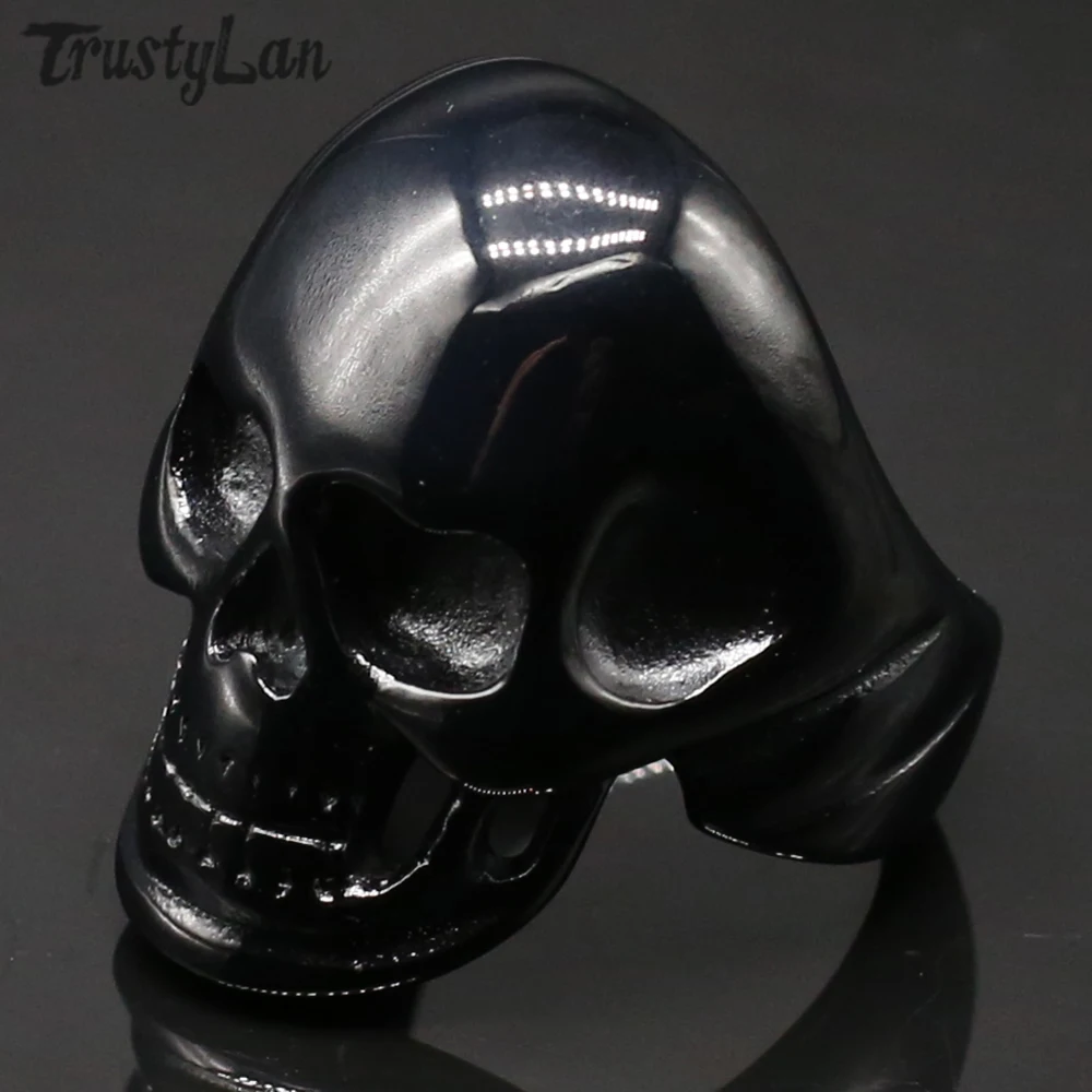 

Black Ring Man Hip Hop Handmade Skull Head Mens Ring Male Quality Polished Solid 316L Stainless Steel Jewellery Gothic Anel Punk